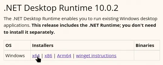 Runtime Download x64
